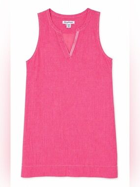 Tommy Bahama Pink 100% Linen Sleeveless V-Neck Shift Dress M Lined
